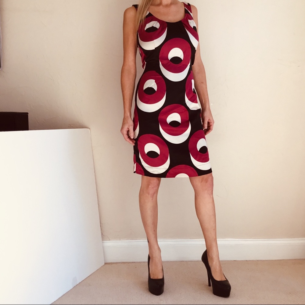 Nicole Miller Retro Sheath Dress Pink/Black Sz 4